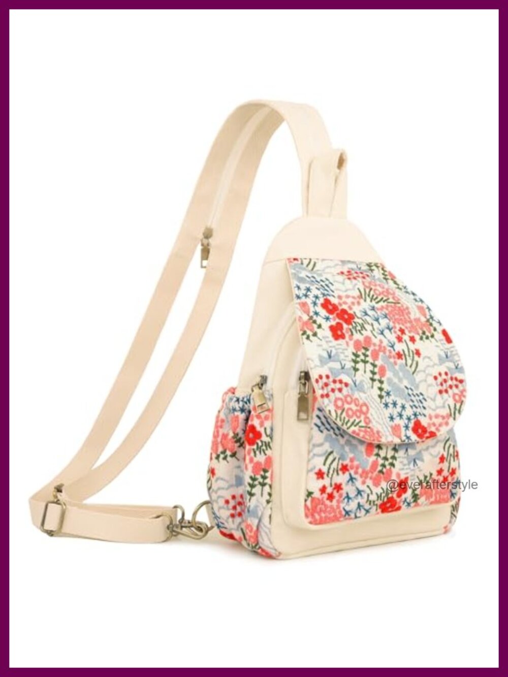 Canvas Sling Backpack Purse Embroidery Crossbody Mini Shoulder Bag